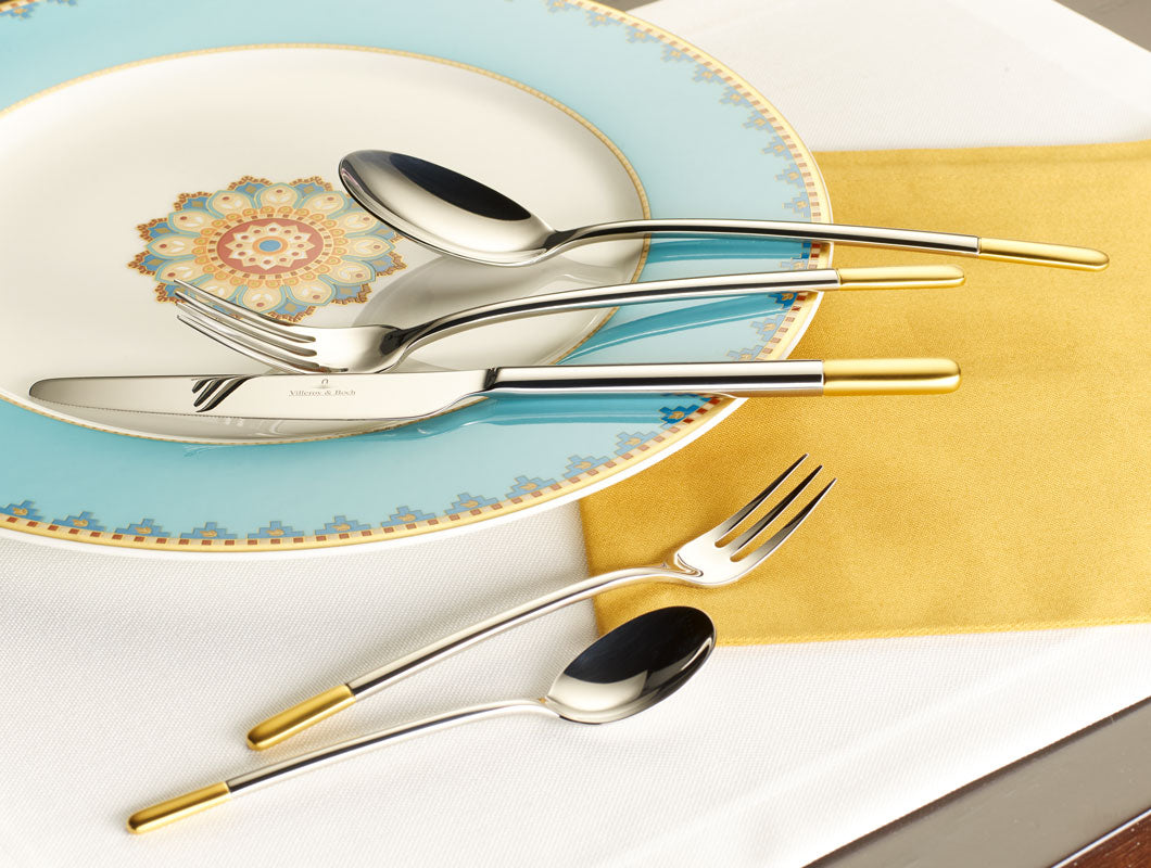Ella Partially Gold Plated Cutlery, Set Of 30 Pcs